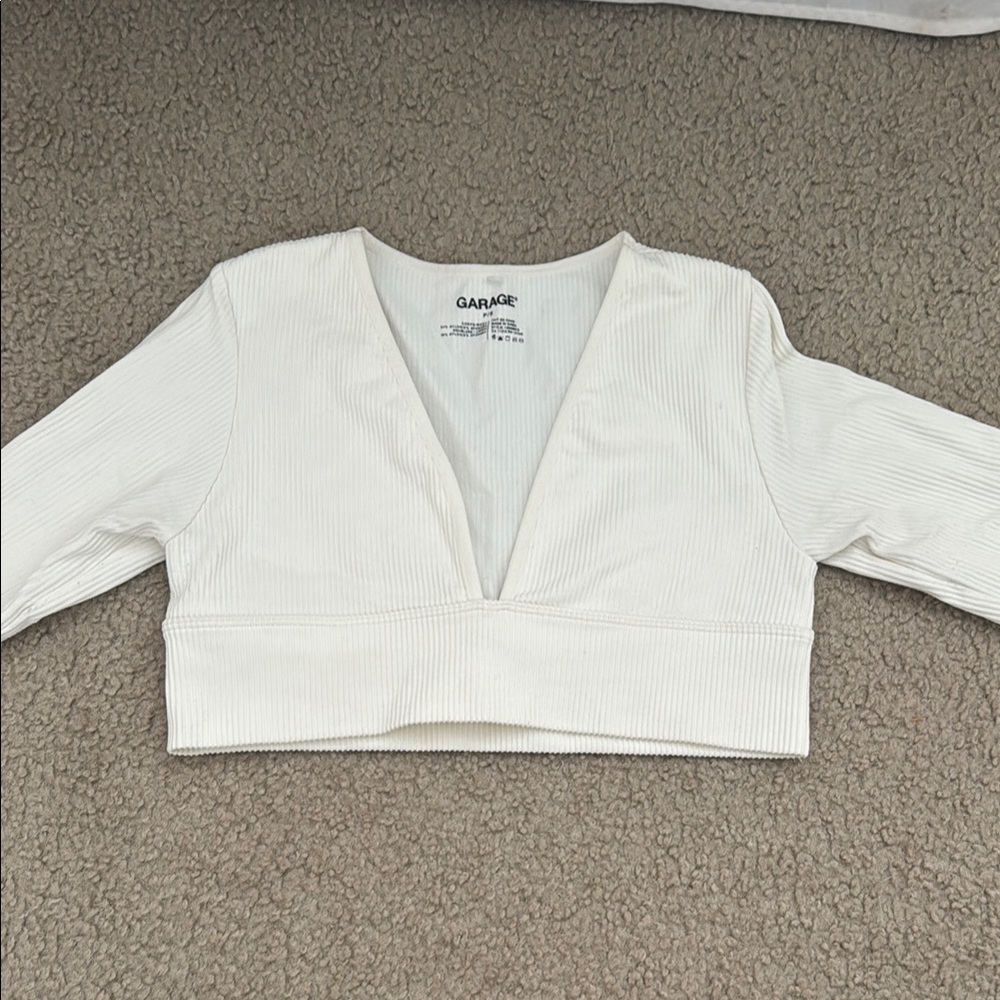 Garage Women's White Ribbed Crop Top